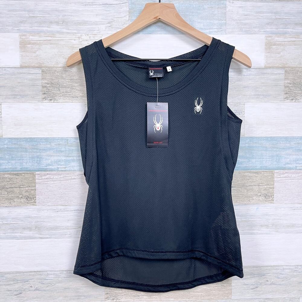 SPYDER Mesh Tech Tank Top Black Activewear Performance Stretch Womens Small